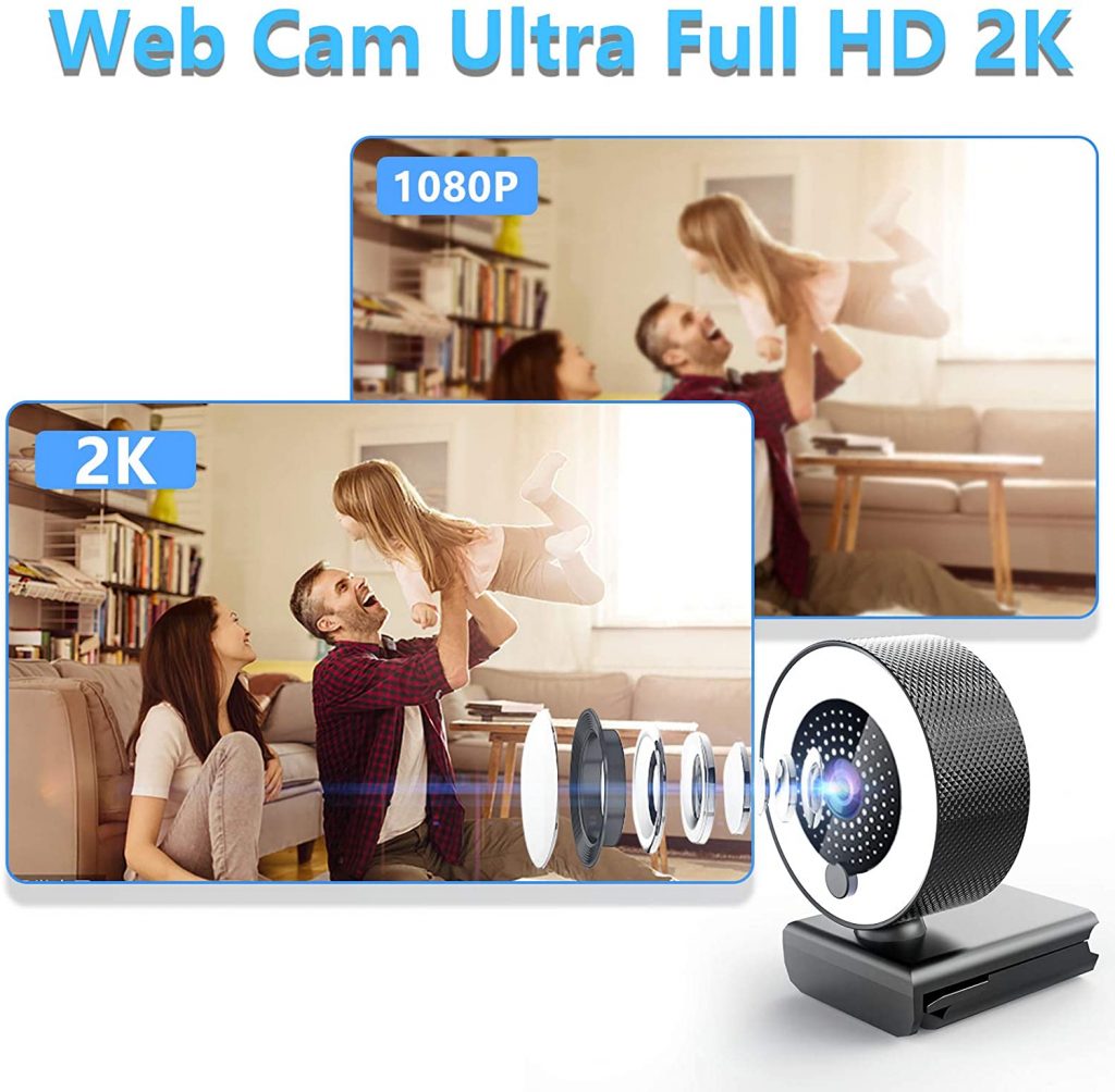 Webcam con Microfono y Luz Anular MHDYT