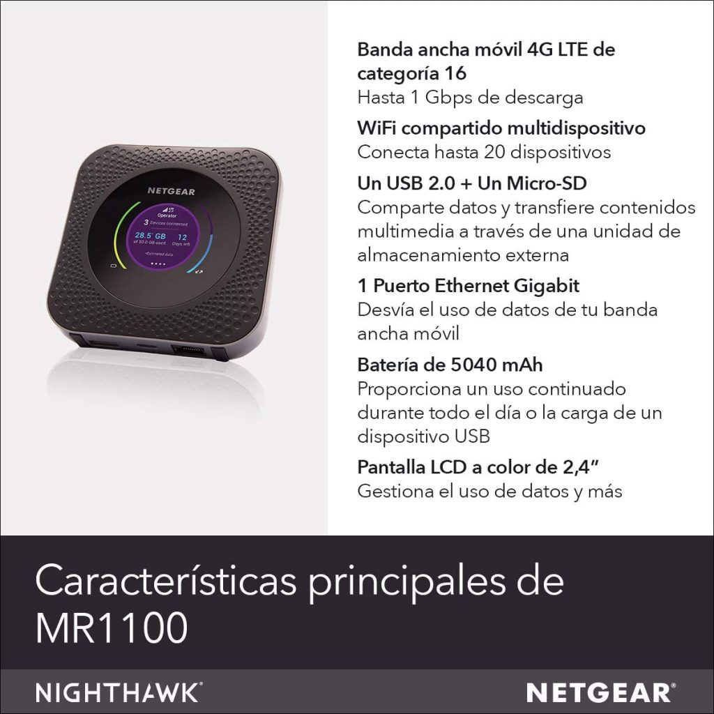 Router Netgear 4G, conector WiFi hasta con 20 dispositivos