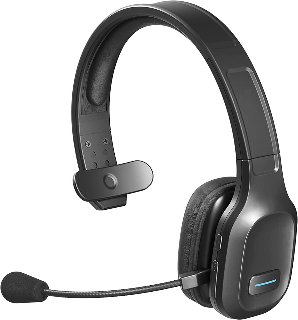 Auriculares Bluetooth ultraligeros con micrófono con cancelación de ruido,  auriculares inalámbricos de negocios con micrófono, acoplamiento automático